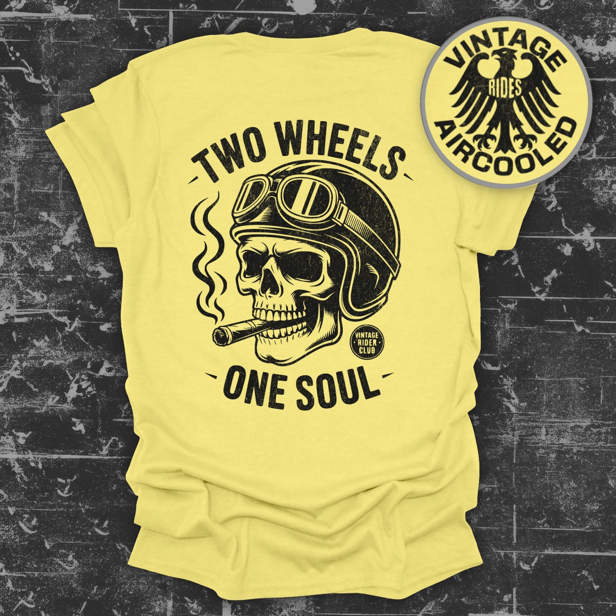 Two Wheels One Soul Skull Graphic T-Shirt