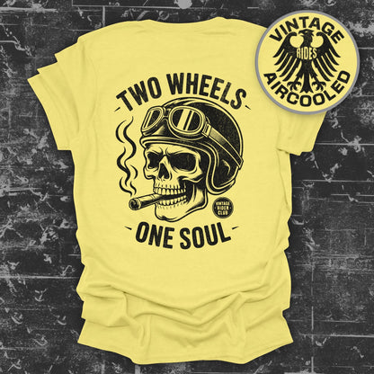 Two Wheels One Soul Skull Graphic T-Shirt
