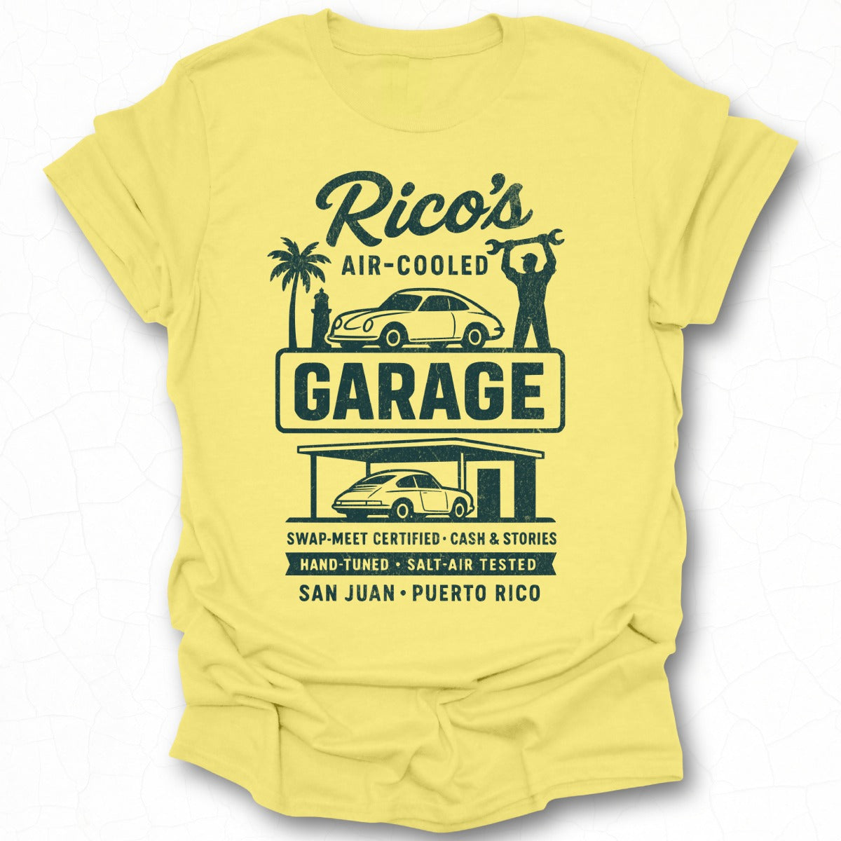 Rico's Air-Cooled Garage Yellow T-Shirt