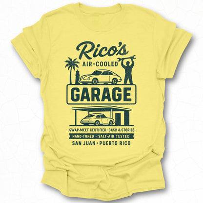 Rico's Air-Cooled Garage Yellow T-Shirt