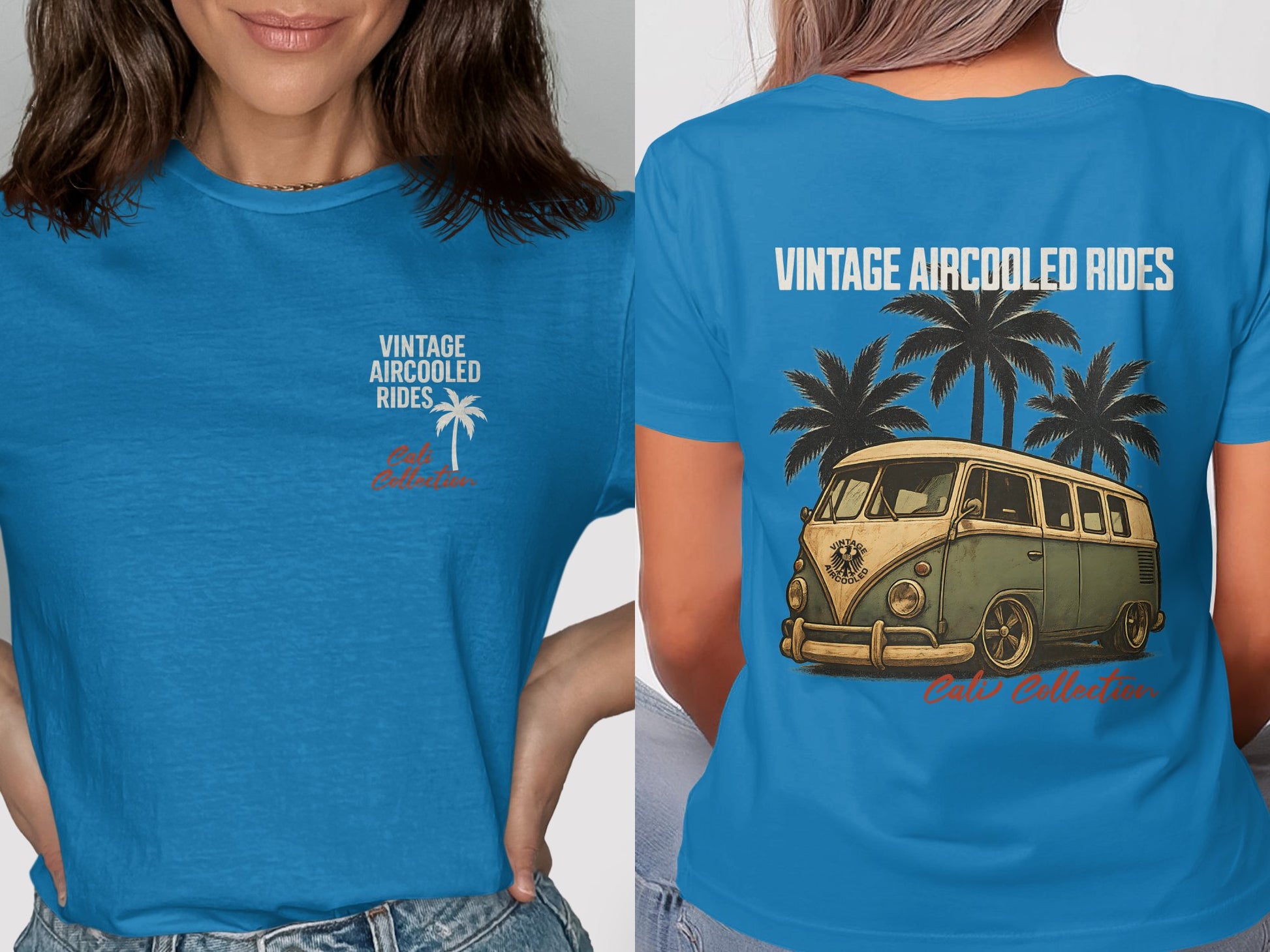 Vintage Aircooled Rides Blue Graphic Tee Shirt Product