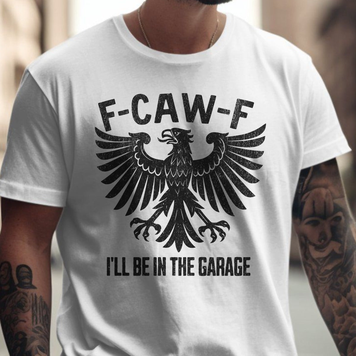 F-CAW-F I'll Be In The Garage graphic tee