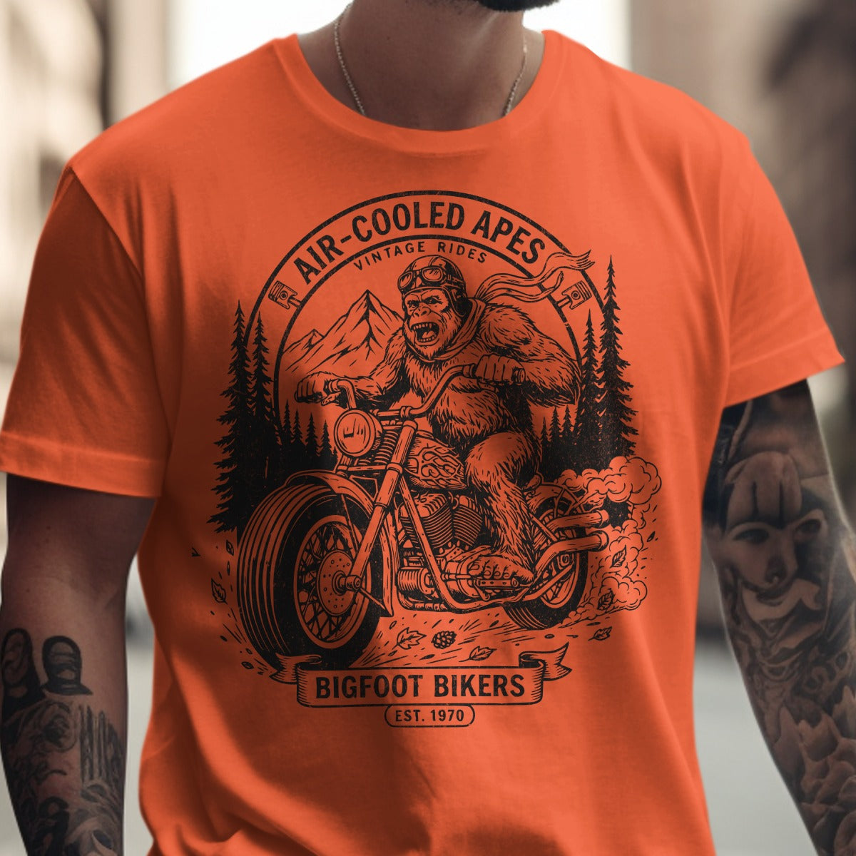 Air-Cooled Apes Bigfoot Bikers Vintage Rides T-shirt