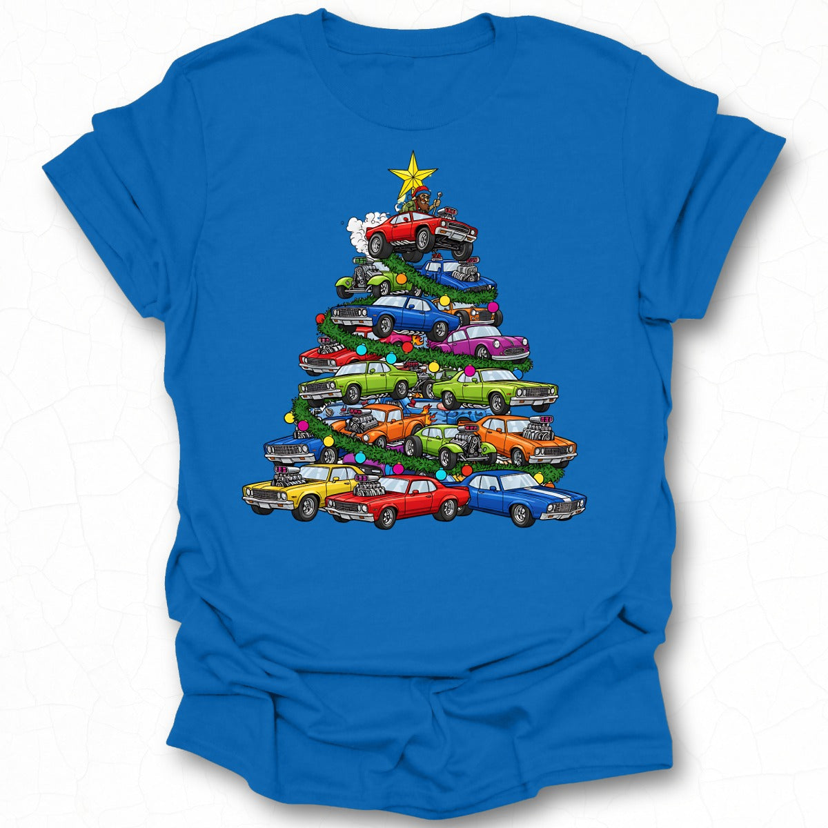 Christmas Tree Made of Vintage Cars Design Shirt