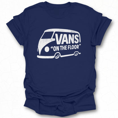 Classic Blue Graphic Tee with Retro Van Design