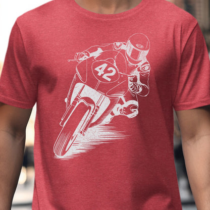 Red T-Shirt with Motorcycle Racer Design product type