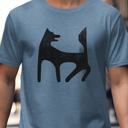 Abstract Black Cat Design on Blue T-Shirt product
