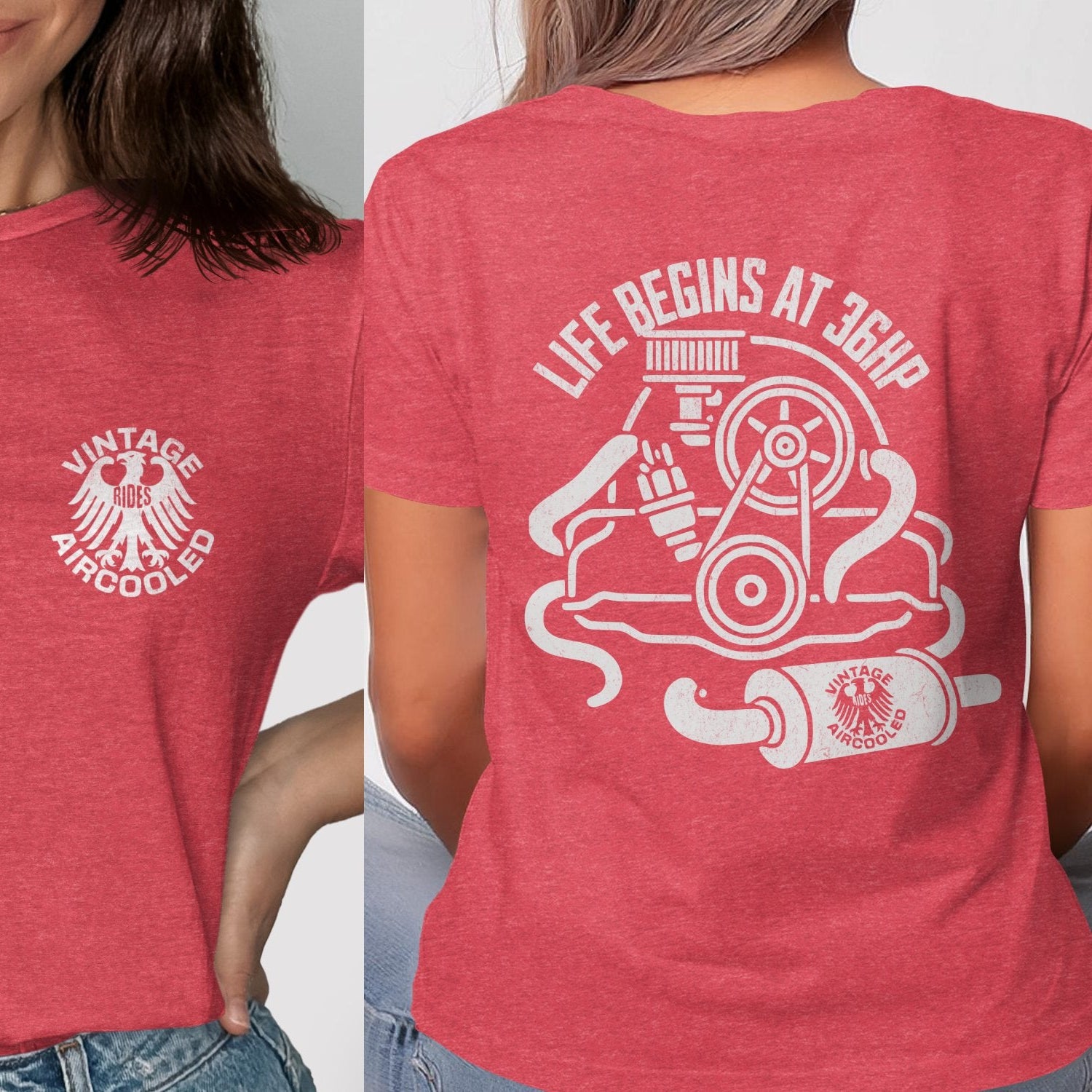 Life Begins at 36HP Red Vintage Aircooled Shirt product