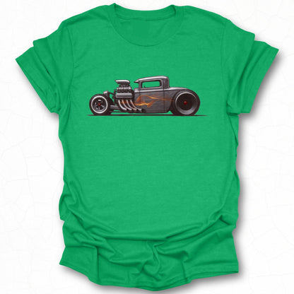 Vintage Art Hot Rod Graphic Green T-shirt Product