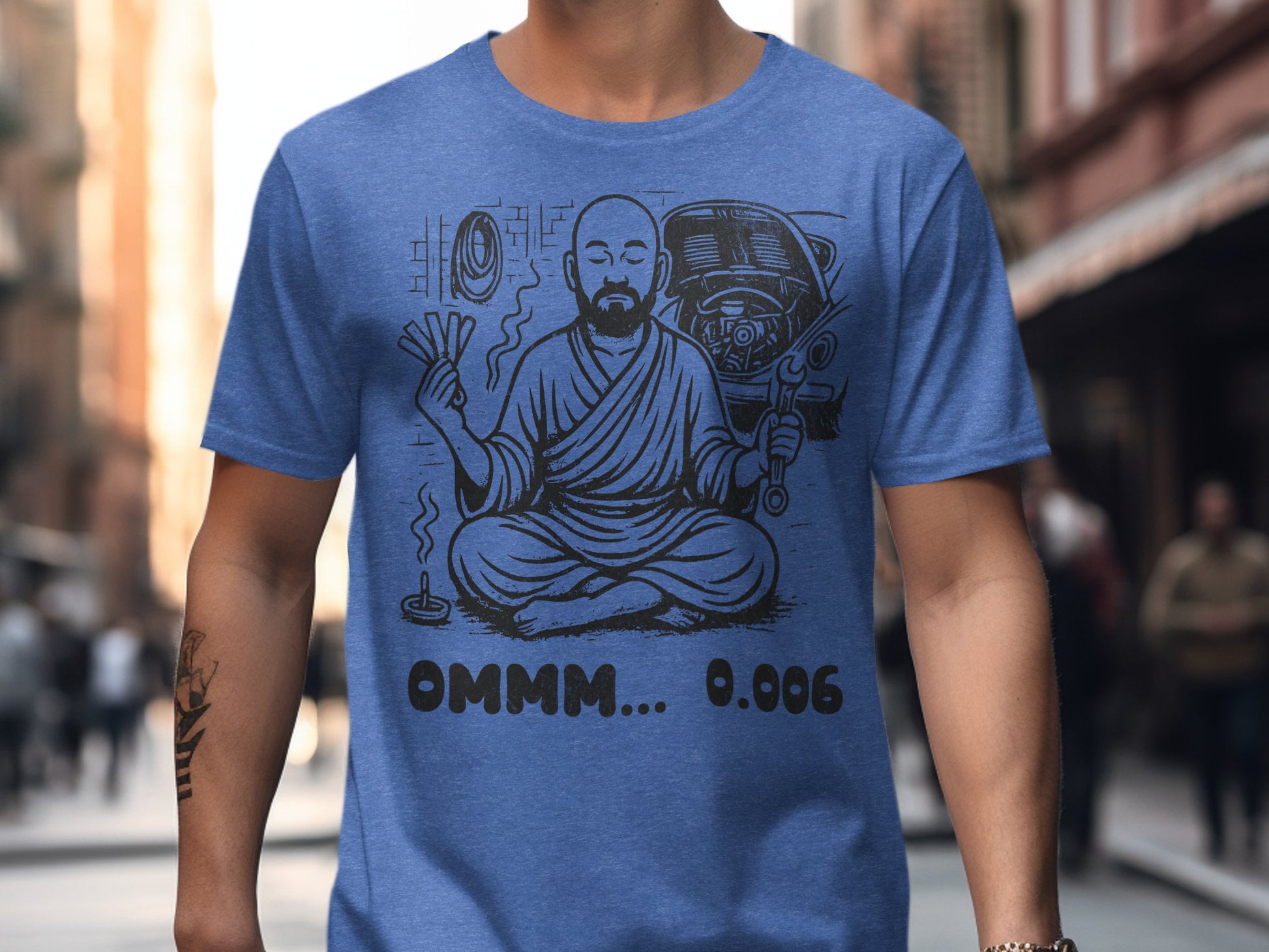 Meditating Figure Comic Style Design Graphic T-Shirt product