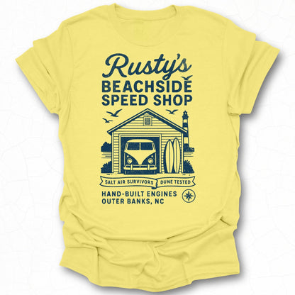 Rusty's Beachside Speed Shop Hand Built Engines T-Shirt