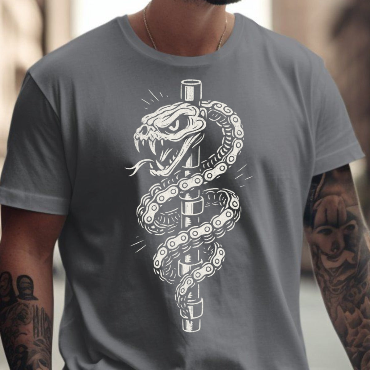 Fierce Snake and Staff Design Printed T-Shirt product