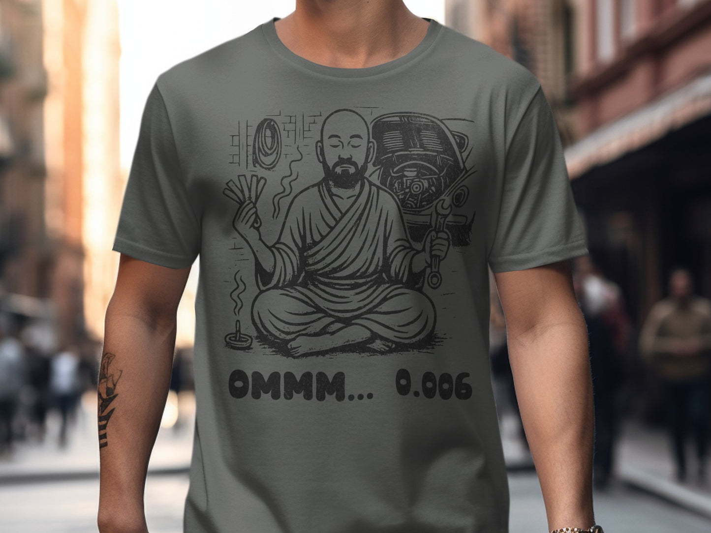 Ommm 0.006 Meditating Monk Space Parody T-shirt Product