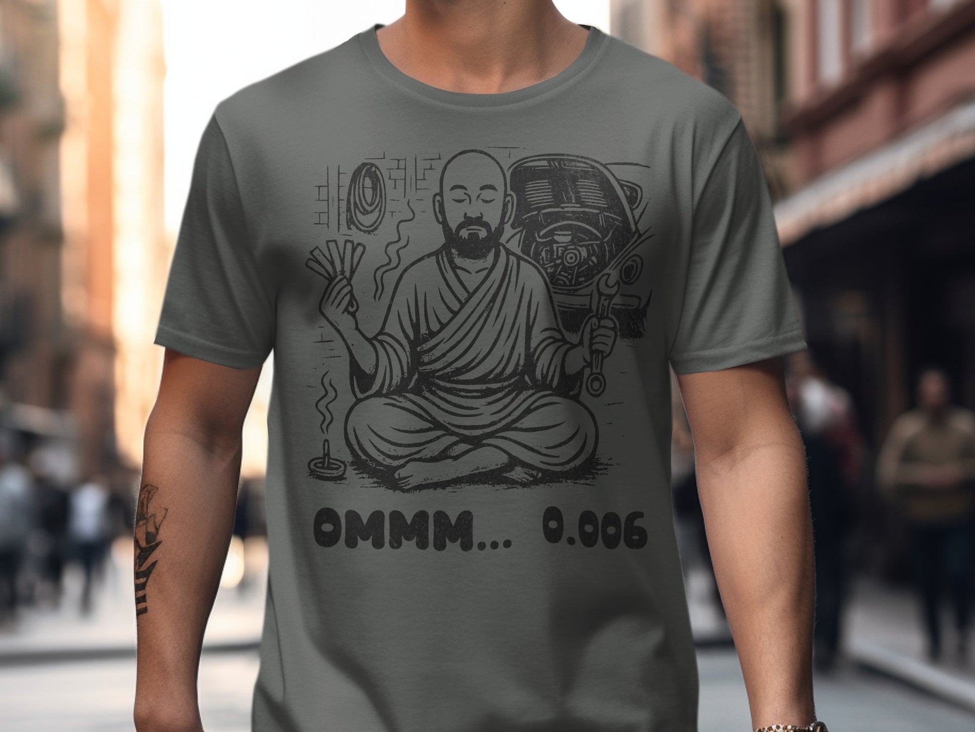 Ommm 0.006 Meditating Monk Space Parody T-shirt Product
