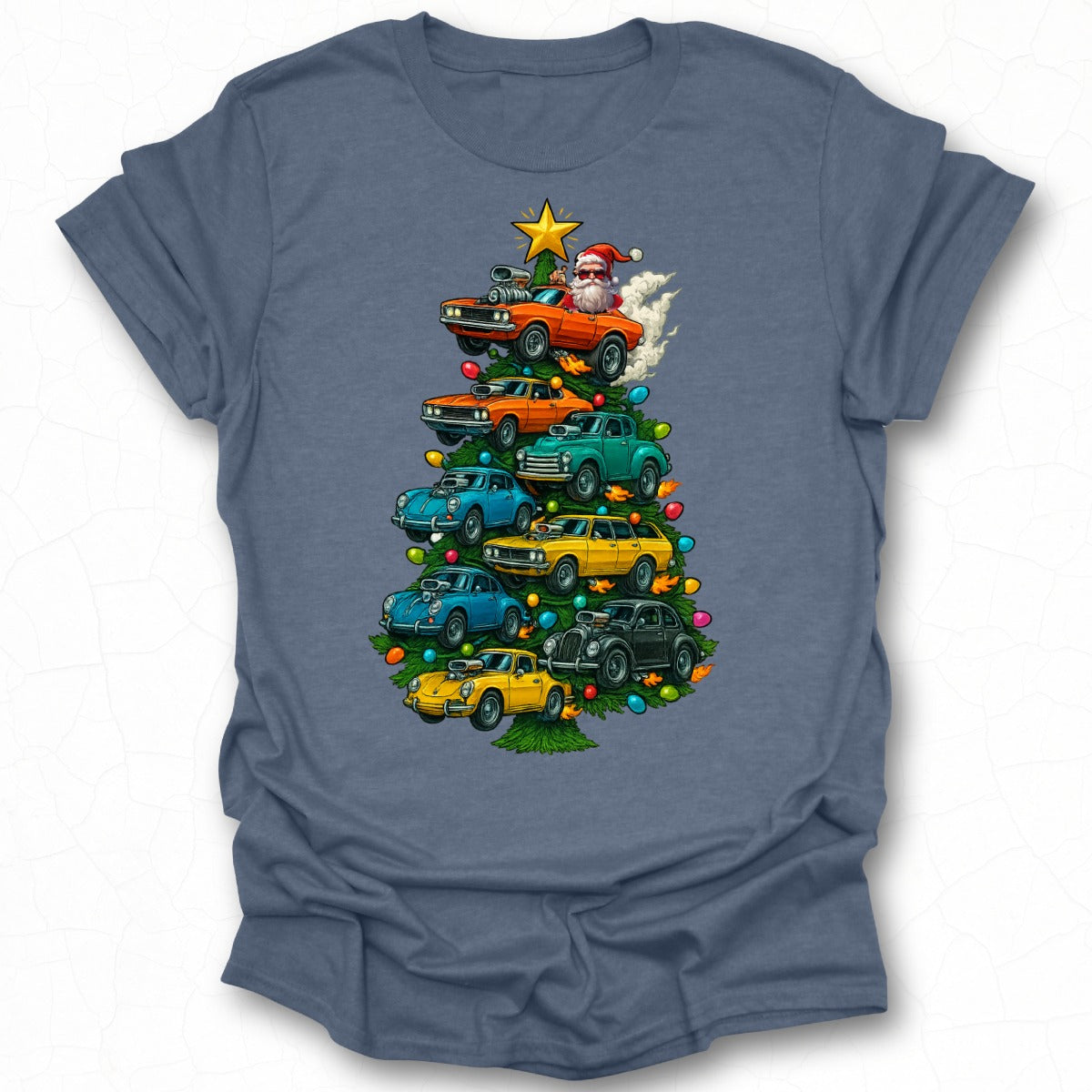Santa on Car Christmas Tree Graphic Tee