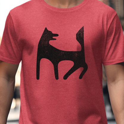 Red T-Shirt with Black Abstract Dog Design product type