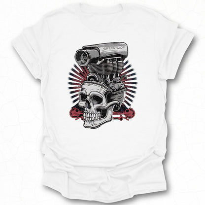 Skull Engine Graphic Speed Shop T-Shirt