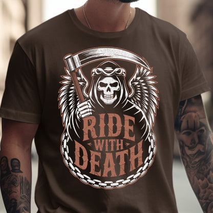 Ride With Death Skull Reaper Graphic Tee product