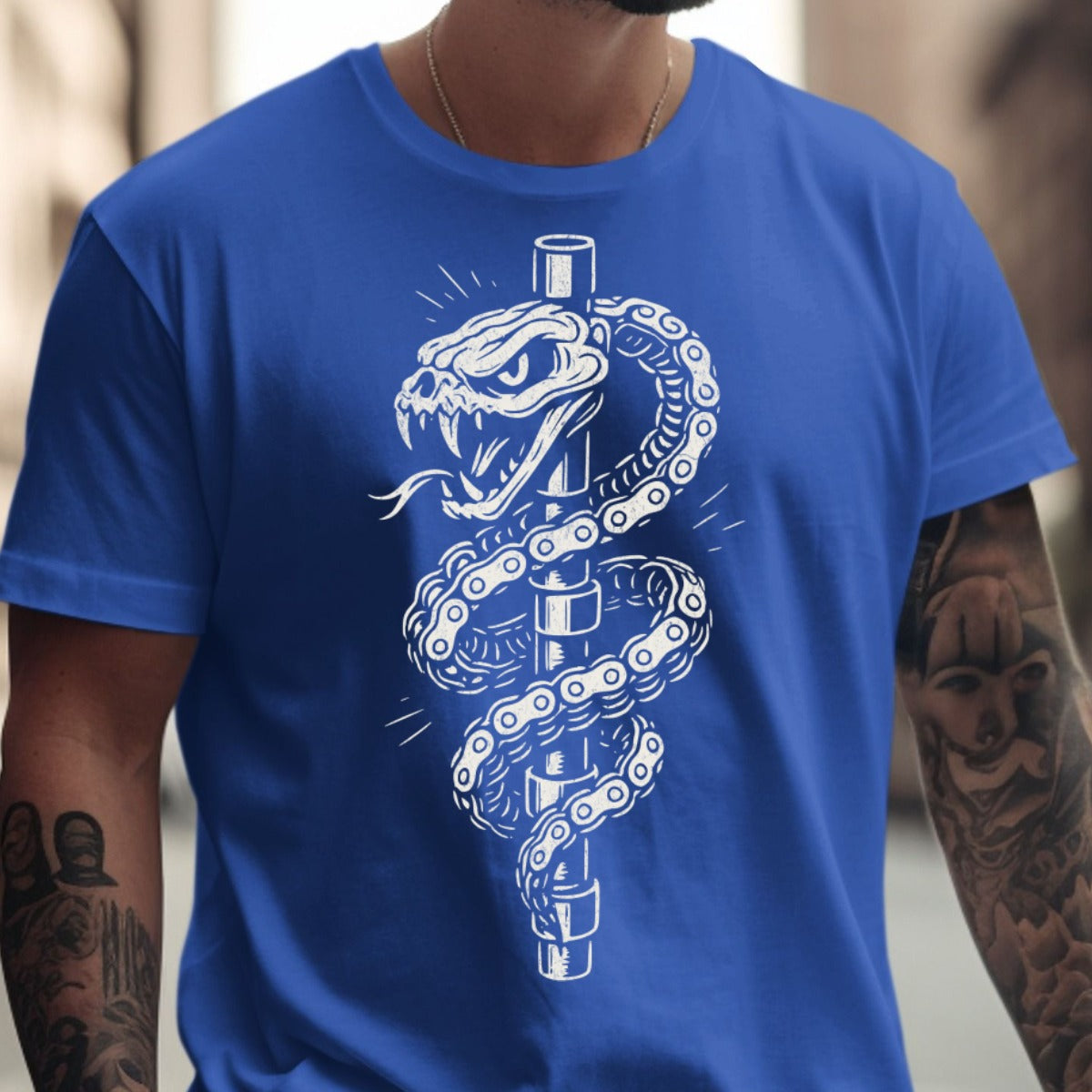 Blue Tee with Snake Design T-Shirt product
