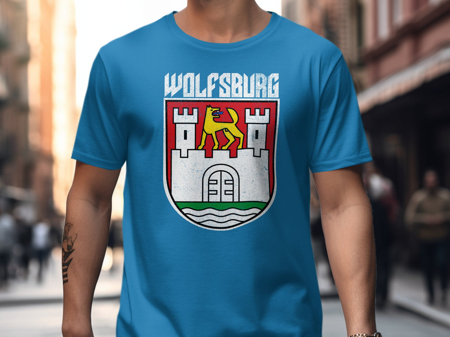 Wolfsburg Retro Style Blue Detailed Crest T-shirt product