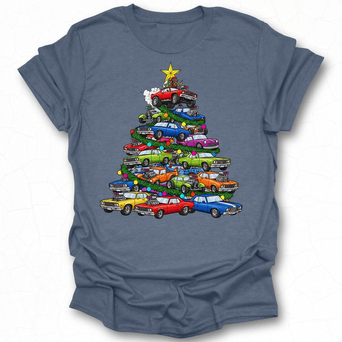 Vintage Cars Christmas Tree Design T-Shirt