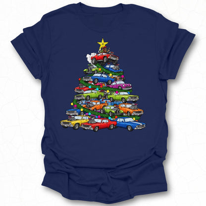 Classic Cars Christmas Tree Graphic Shirt