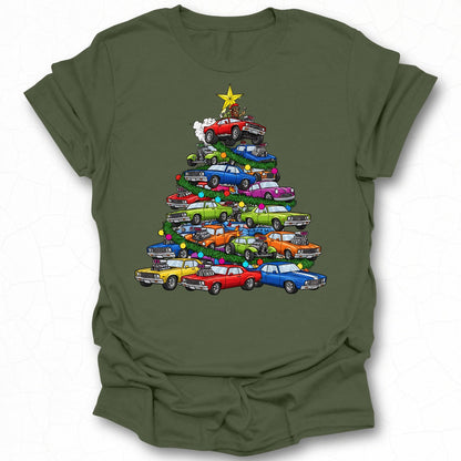 Christmas Tree Made of Colorful Cars Graphic Tee