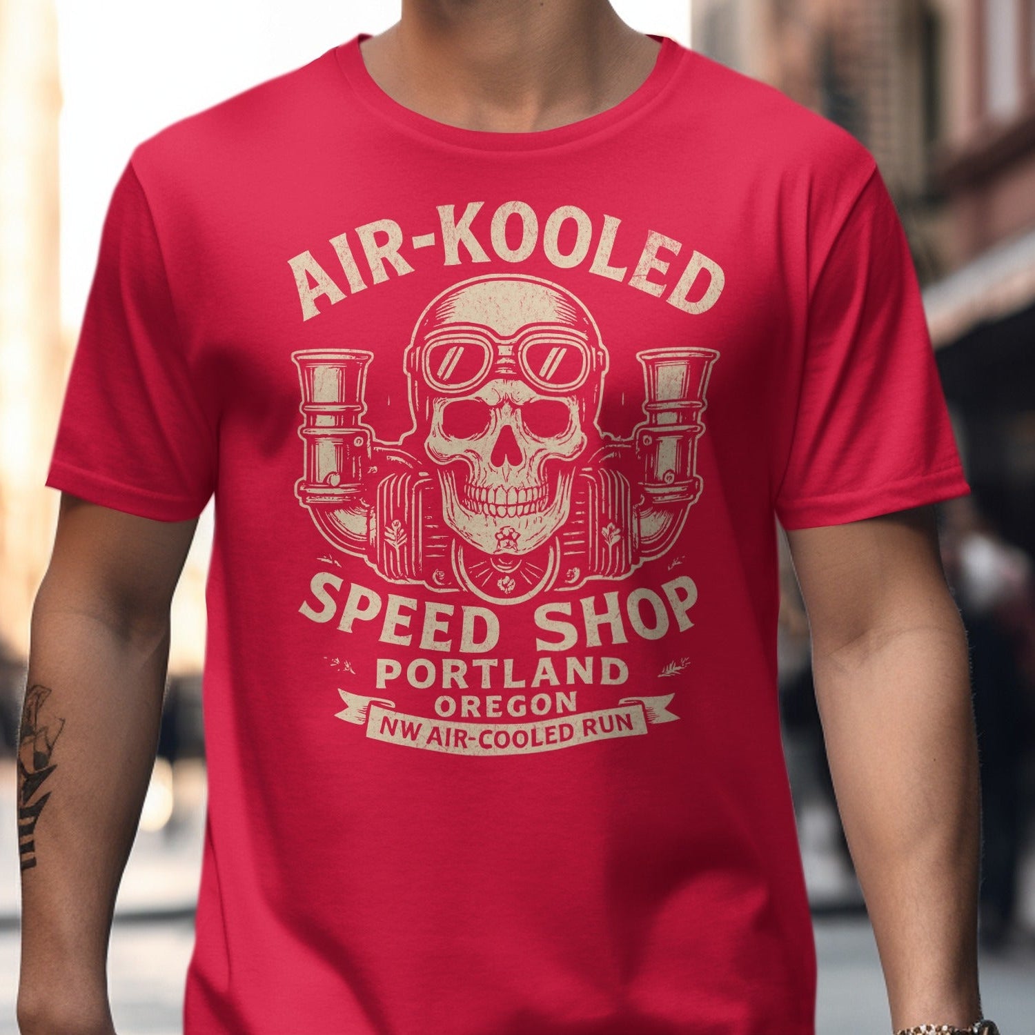 Air-Kooled Speed Shop Skull Graphic T-Shirt product type