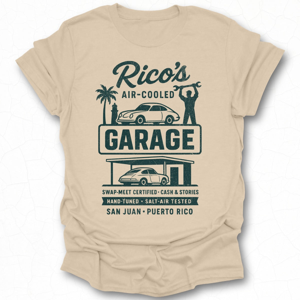 Rico's Air-Cooled Garage Vintage Style T-Shirt