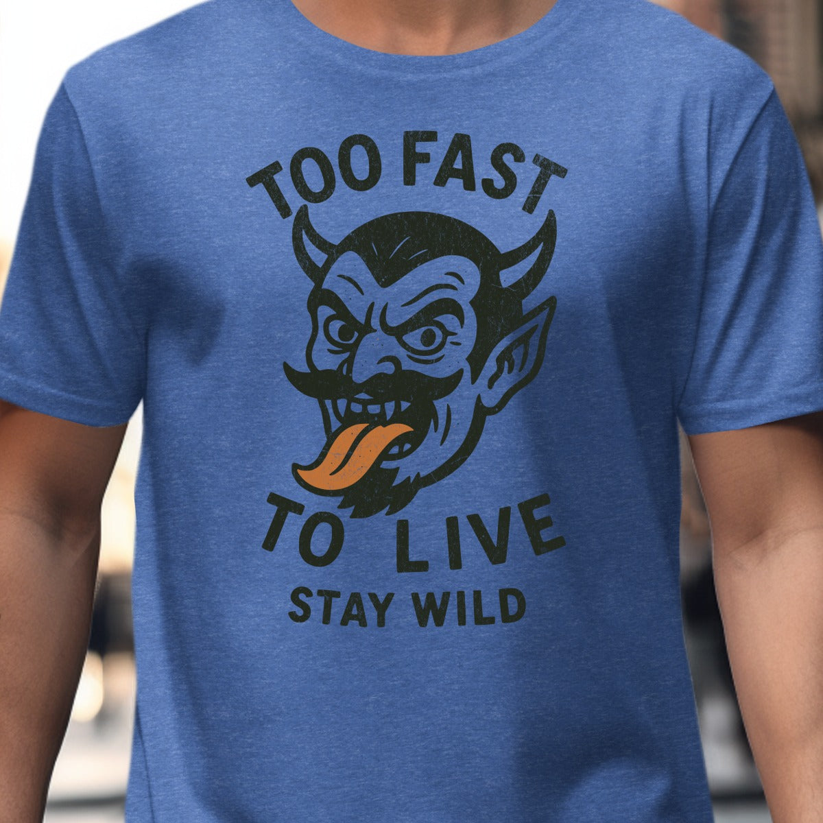 Too Fast To Live Stay Wild Devil Graphic T-shirt