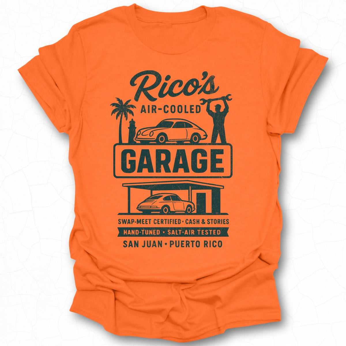 Rico's Air-Cooled Garage Orange T-shirt