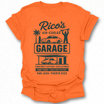 Rico's Air-Cooled Garage Orange T-shirt