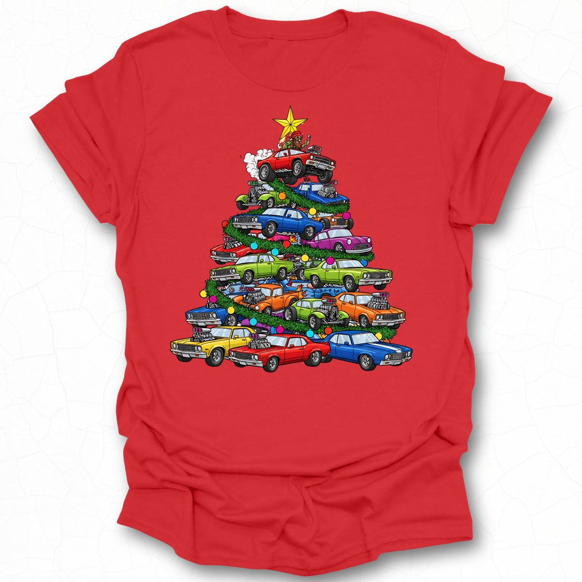 Vintage Cars Christmas Tree Graphic Tee product
