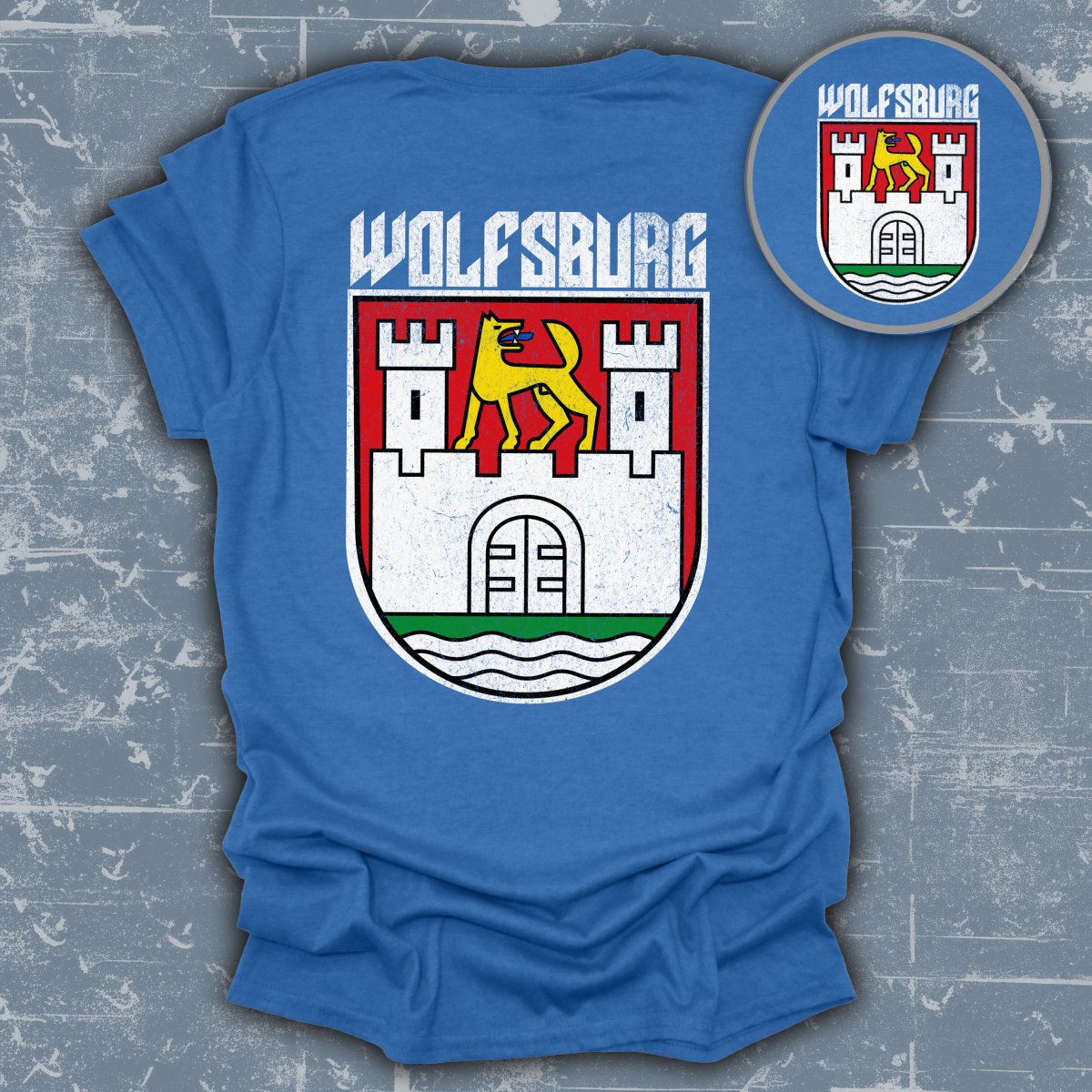 Wolfsburg Emblem Design Blue Graphic T-shirt product type