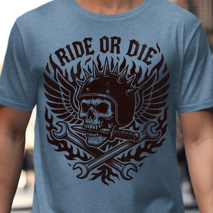 Ride Or Die Skull With Wings Graphic T-shirt product type