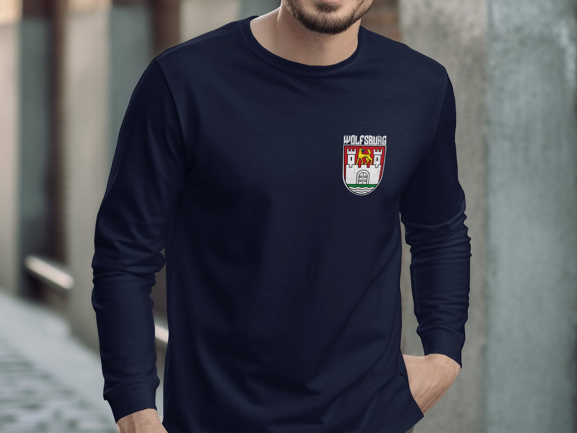 Wolfsburg Crest Navy Blue Long Sleeve Shirt product type