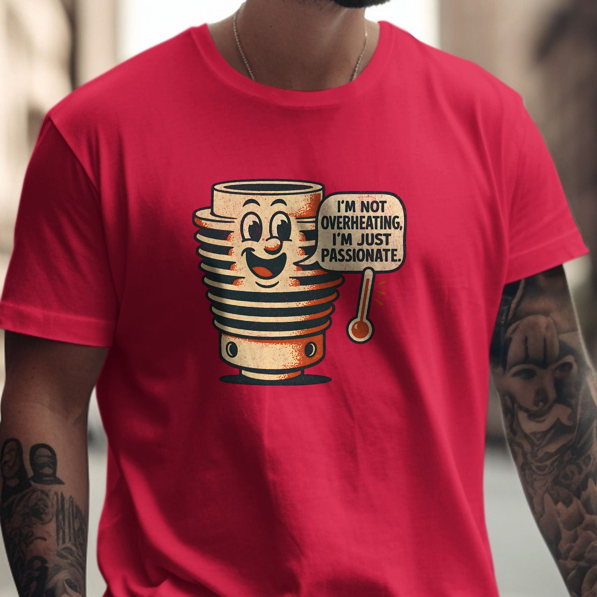 Retro Overheating Engine Character T-shirt