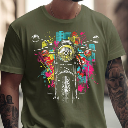 Colorful Urban Motorcycle Art T-Shirt product type