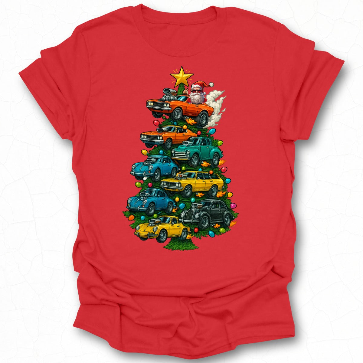 Vintage Cars Christmas Tree Graphic T-shirt product