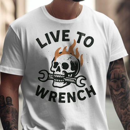 Live To Wrench Skull And Wrenches Graphic T-Shirt
