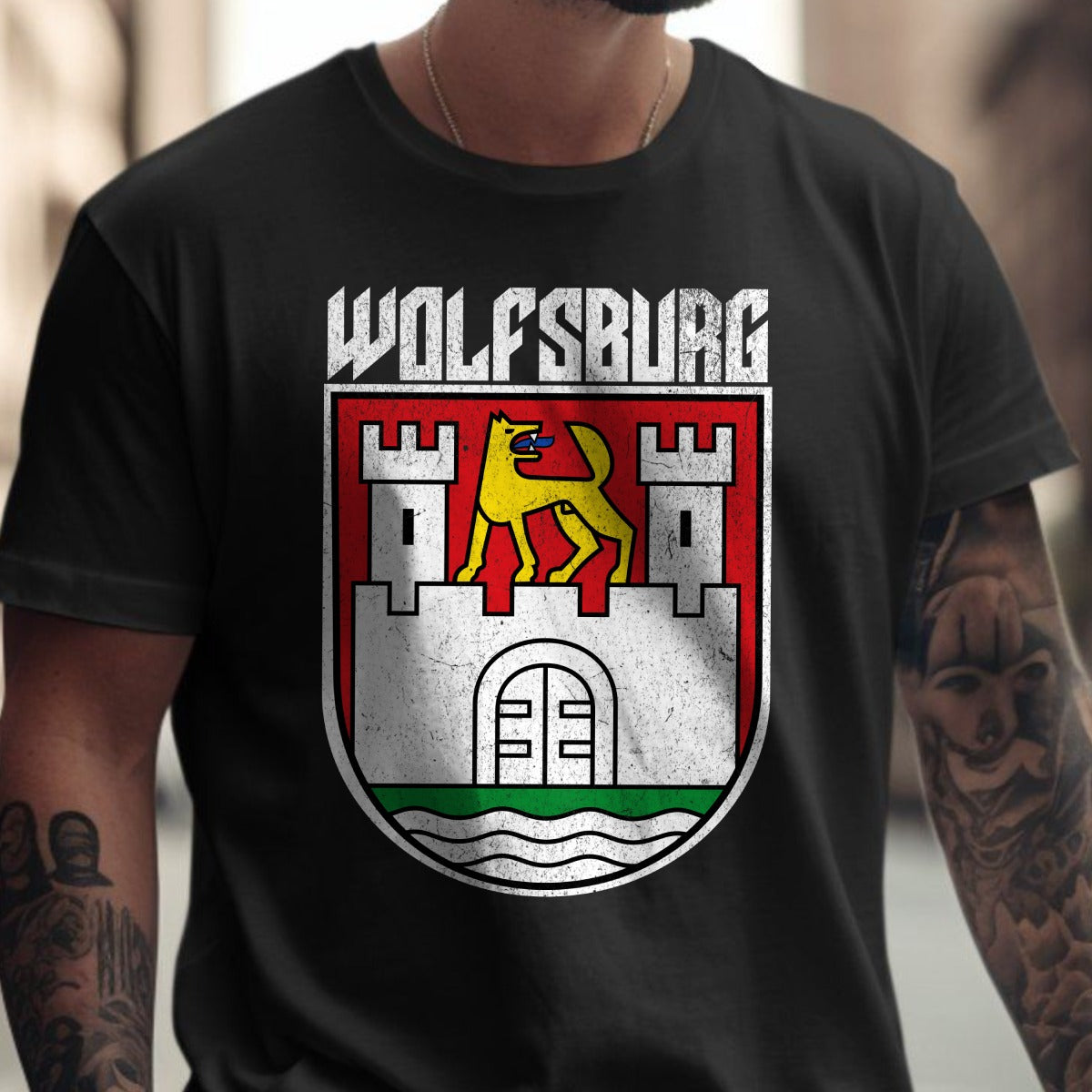 Vintage Style Wolfsburg City Crest T-shirt