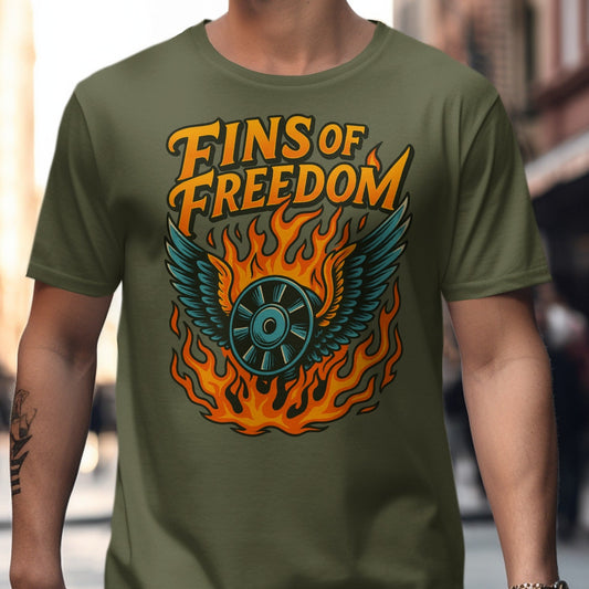 Fins of Freedom Flaming Wings Graphic T-Shirt product
