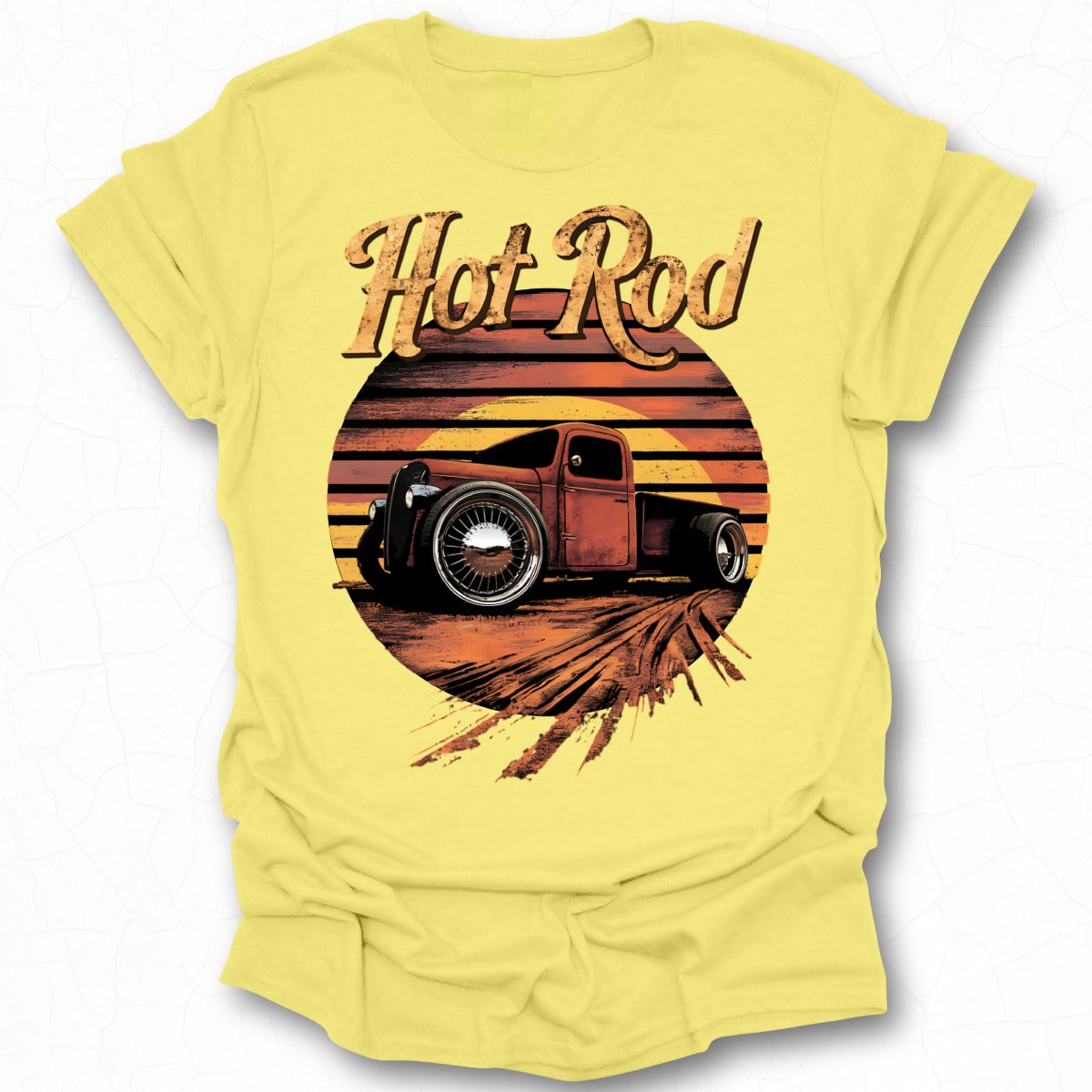 Vintage Hot Rod Graphic Yellow T-Shirt Product