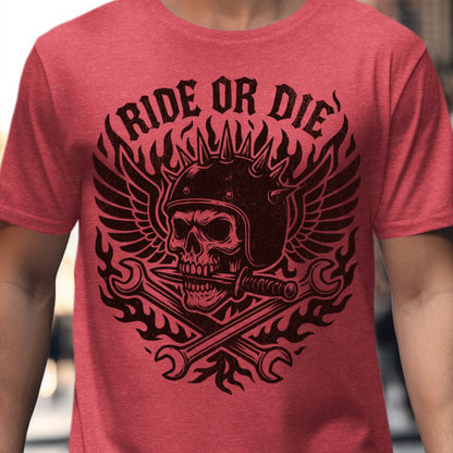 Ride or Die Skull Design with Flames Classic TShirt Product