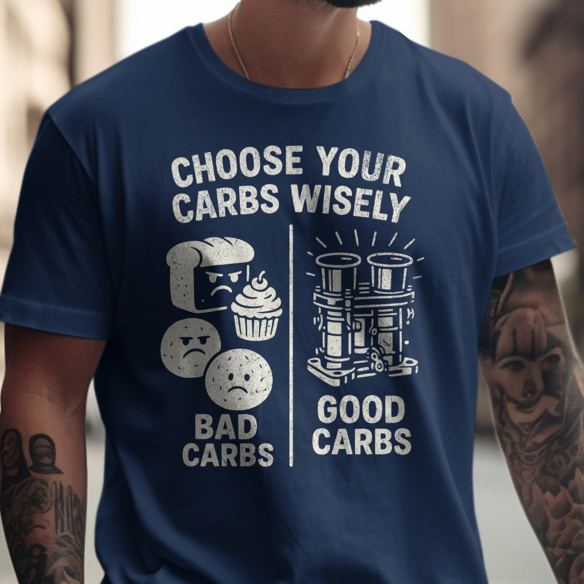 Choose Your Carbs Wisely Pun Graphic T-Shirt