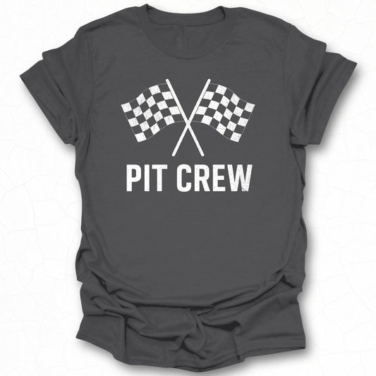Pit Crew Racing Checkered Flag Graphic T-Shirt