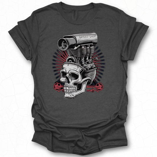 Vintage Speed Shop Skull Engine Design T-shirt