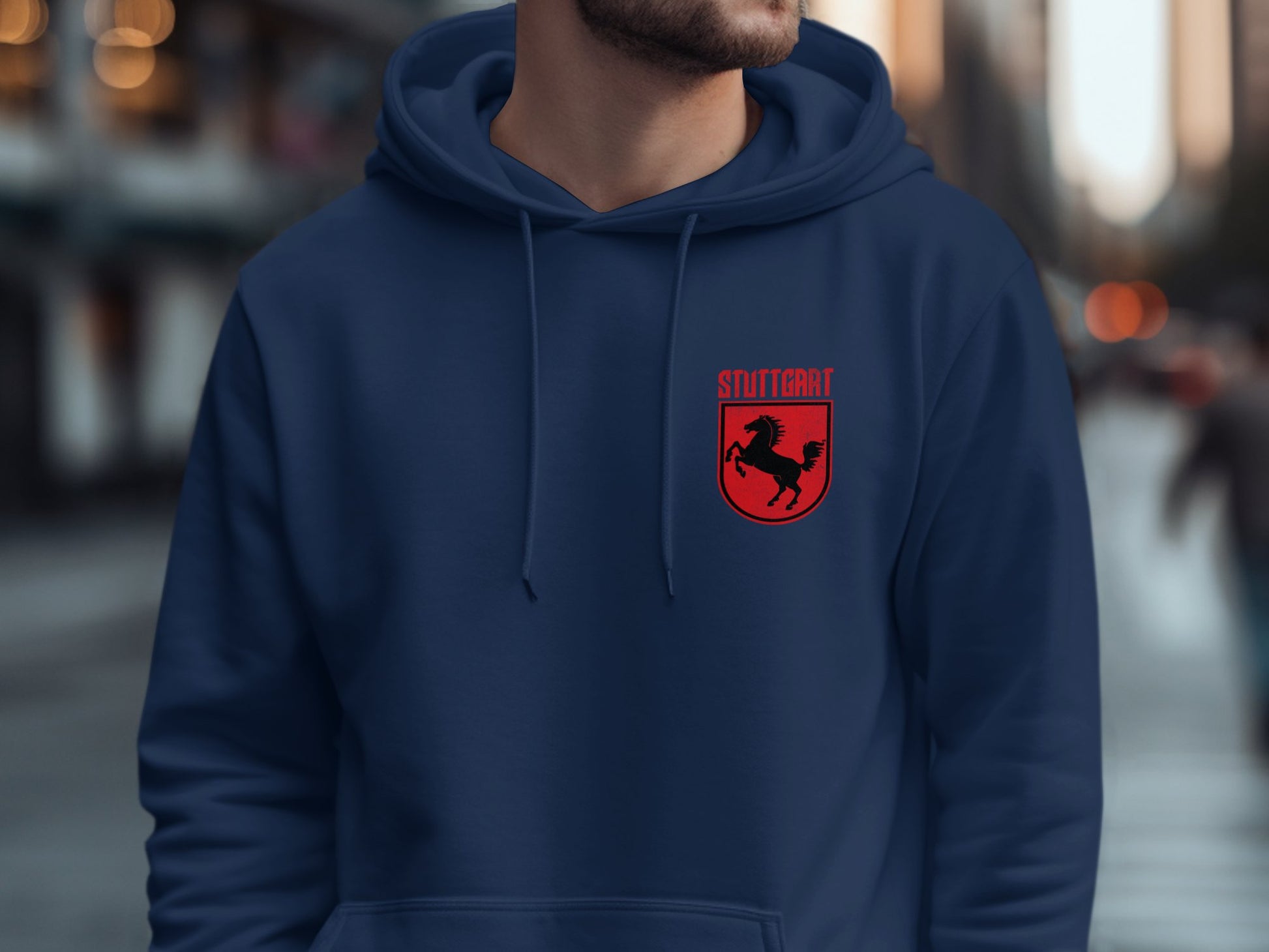 Stuttgart Emblem Red Print on Blue Hoodie product