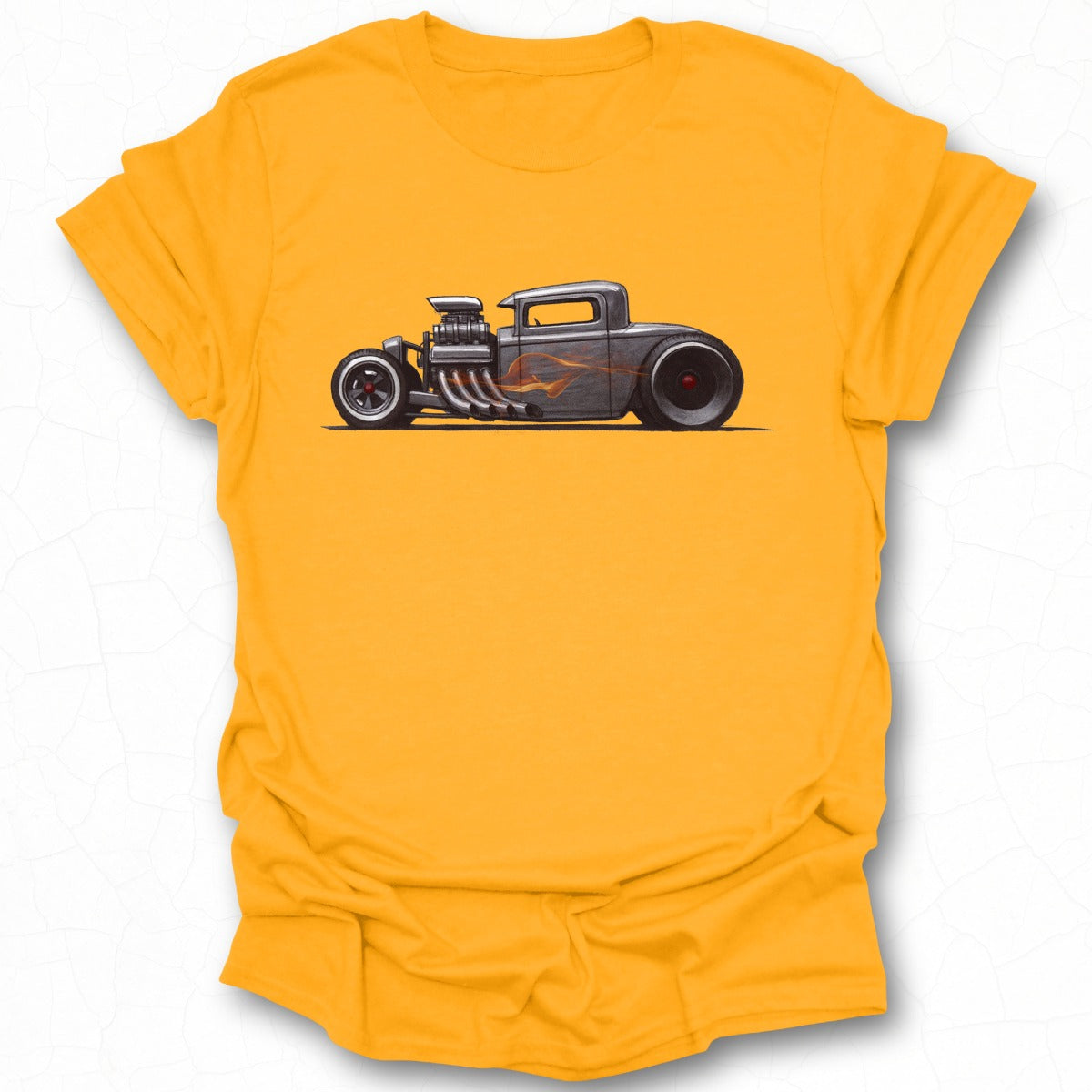 Classic Hot Rod Design on Vibrant Yellow Shirt product