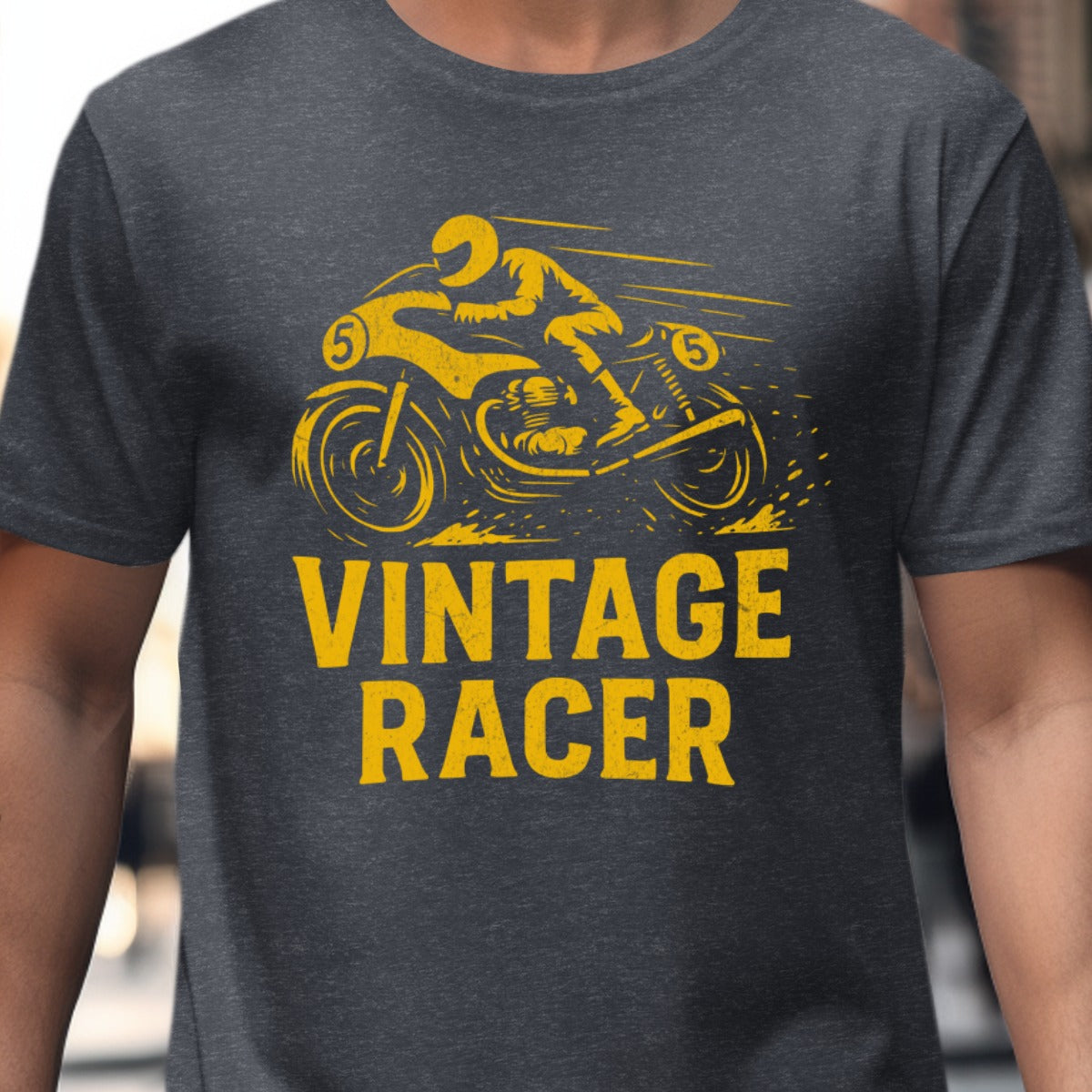 Vintage Racer Motorcycle Graphic Gray Shirt product